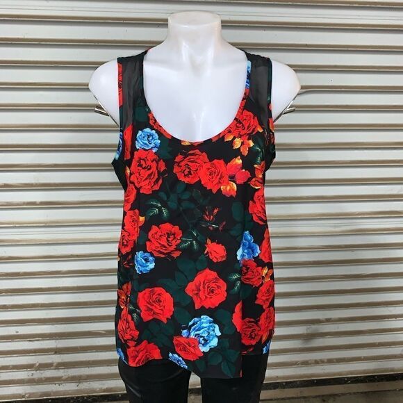 Vince Camuto sleeveless top rose print - Picture 1 of 7